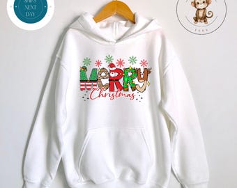 Personalized Kids Merry Christmas Hoodie,  Christmas Kids Name Sweatshirt, Custom Christmas Name Sweater, Toddler Christmas Sweatshirt