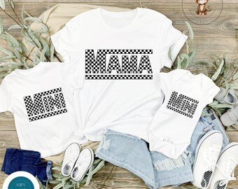 Mama Checkered Mini Matching Shirts | Mom Kids Racing Shirts | Mothers Day Gift | Gift for Her | New Mom