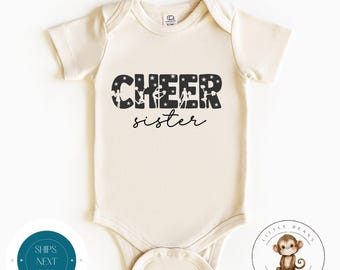Cheer Sister Baby Onesie® | Custom Cheerleading Kids Sweatshirt | Cute Cheer Gift | Baby Shower Gift | Kids Cheer Sister Tee