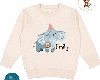 Elephant Personalized Birthday Baby Onesie® | Cute Animal Birthday Kids Shirt | Custom Birthday Party Shirt