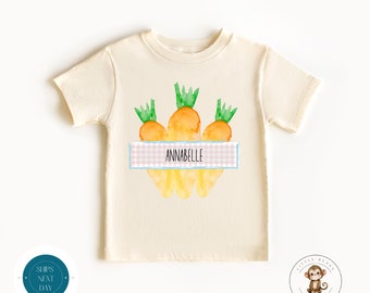 Easter Carrot Gingham Personalized Tshirt | Personalized Easter Kids Tee | Kids Easter Onesie® | Baby Easter Gift