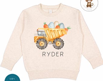 Personalized Easter Eggs Dumptruck Sweatshirt | Boys Girls Custom Easter Tshirt | Easter Baby Onesie® | Easter Outfit