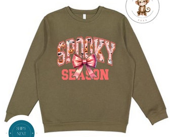 Spooky Season Coquette Sweatshirt | Cozy Hoodie Toddler Kids Adult | Gift For Her | Fall Girly Sweater