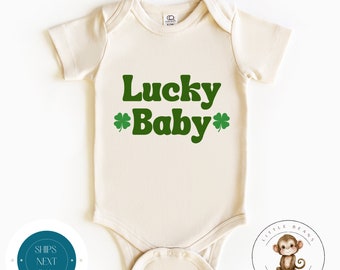 Lucky Baby St Patricks Day Natural Baby Onesie® | Custom  Kids Tshirt | Baby Bodysuit | Lucky Baby Tee