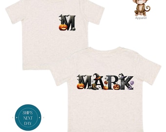 Boys Personalized Halloween Front Back Shirt | Halloween Custom Sweatshirt | Kids Halloween Party Shirt | Sibling Halloween Shirt