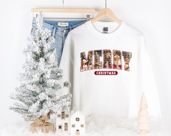 Nostalgic Merry Christmas Holiday Sweatshirt | Retro Christmas Tshirt | Cute Trendy Youth through Adult Sweatshirt