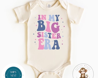 In My Big Sister Era Pink Purple Baby Onesie® | Big Sister Tshirt | Custom Baby Bodysuit | Cute Sister Onesie®