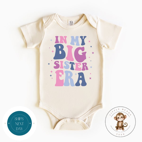 In My Big Sister Era Pink Purple Baby Onesie® | Big Sister Tshirt | Custom Baby Bodysuit | Cute Sister Onesie®