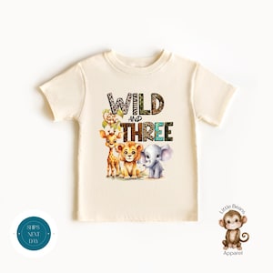 Wild And Three Animals Birthday Shirt | Jungle Zoo Animal Theme 3rd Birthday Sweatshirt