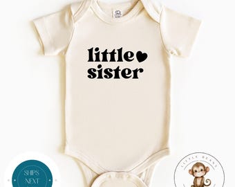 Little Sister Retro Baby Onesie® | Little Sister Tshirt | Custom Sister Tshirt | Cute Sister Onesie®