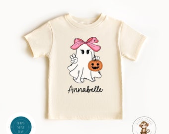 Personalized Girls Ghost Halloween Kids Tshirt | Custom Halloween Onesie® | Cute Baby Halloween Outfit