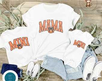 Mama Mini Halloween Pumpkin Matching Shirts | Cute Retro Halloween Mom Kid Shirts | Mom Gift | Gift for Her | New Mom