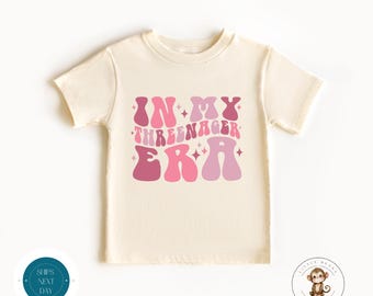 In My Threenager Pink Toddler Tshirt | Cute 3rd Birthday Vintage Sweatshirt |Girls Third Birthday Toddler Tshirt