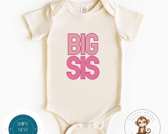 Big Sis Pink Vintage Retro Baby Onesie® | Big Sister Tshirt | Custom Cute Big Sister Sweatshirt