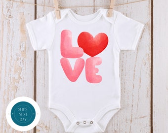 Valentine Love Heart Baby Onesie® | Valentine Kids Tshirt | Custom Baby Bodysuit | Valentines Day Tee