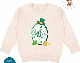 St Patricks Personalized Initial Kids Sweatshirt | Custom St Pats Boys Tshirt | St Patricks Day Kids Gift