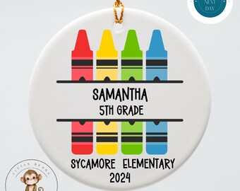 School Keepsake Personalized Christmas Ornament | School Year Name Ceramic Ornament