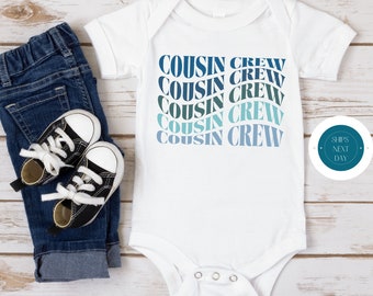Cousin Crew Blue Wavy Baby Onesie® | Custom Baby Onesie® | Retro Cousin Crew Onesie®