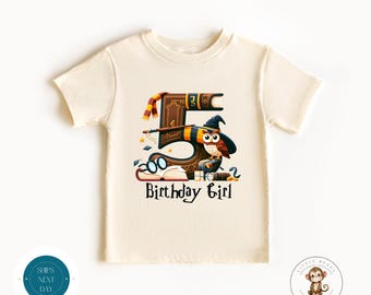 Wizard Themed Fifth Birthday Kids Tshirt | 5th Birthday Girl Sweatshirt | Fantasy Birthday Party Shirt