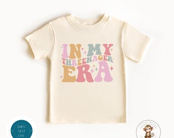 In My Threenager Pastel Toddler Girls Tshirt | Cute 3rd Birthday Vintage Sweatshirt |Girls Third Birthday Toddler Tshirt