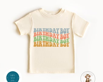 Birthday Boy Wavy Stack Kids Tshirt | Custom Retro Birthday Kids Tshirt | Cute Kids Gift | Boys Birthday Onesie®