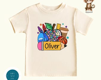 Personalized Boys Pencil Back to School Shirt | Boys First Day Kindergarten Tshirt | Preschool First Day School Photo Shirt