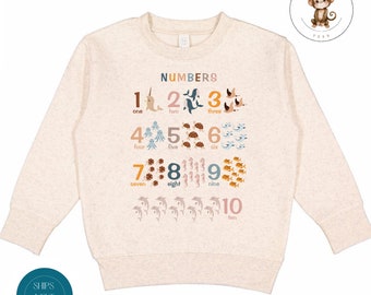 Animal Numbers Toddler Sweatshirt | Cute Toddler Numbers Shirt | Kids Birthday Gift