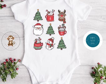 Christmas Grid Holiday Onesie® | Custom Kids Tshirt | Funny Christmas Onesie® | Holiday Baby Gift | Christmas Onesie®
