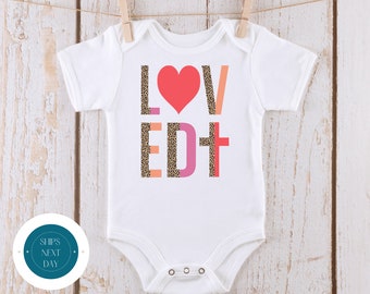 Loved Cross Christian Catholic Religious Baby Onesie® | Valentine Kids Tshirt | Valentine Baby Onesie® | Religious Valentine