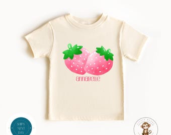 Strawberry Personalized Name Kids Shirt | Strawberry Baby Onesie® | Baby Shower Gift