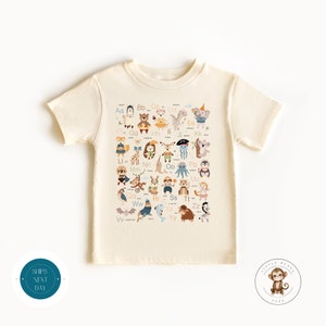 Camiseta infantil com alfabeto animal | Presente de chá de bebê | Macacão fofo para bebê®