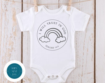 I Will Trust in God Isaiah Baby Onesie® | Trust in God Kids Tshirt | Religious Onesie®