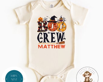 Boo Crew Personalized Halloween Kids Tshirt Sweatshirt | Custom Baby Onesie®  | Kids Halloween Party Shirt | Trick or Treating Shirt