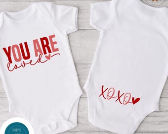 You Are Loved XOXO Valentine Onesie® | Cute Front Back Baby Onesie® | Baby Shower Gift |Valentine Outfit