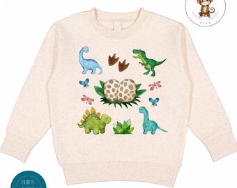 Baby Dinosaur Grid Kids Sweatshirt | Cute Watercolor Dino Kids Tshirt | Baby Onesie® Shower Gift