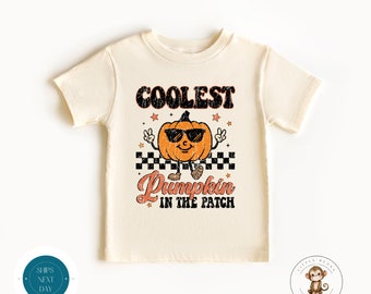 Coolest Pumpkin in the Patch Kids Tshirt | Retro Custom Halloween Tshirt | Fun Groovy Kids Halloween Sweatshirt