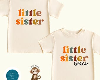 Retro Little Sister Personalized Kids Shirt | Custom Little Sister Onesie® | Cute Little Sister Sweatshirt