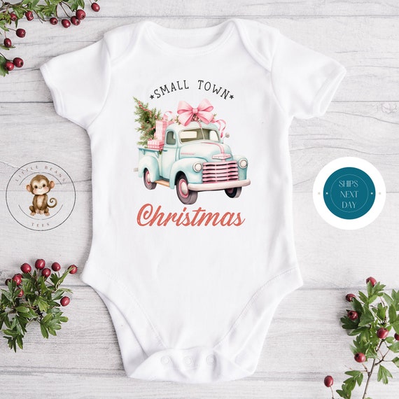 Small Town Truck Christmas Present Holiday Onesie Custom Kids Tshirt Cute Christmas Onesie Holiday Baby Gift Christmas Onesie Etsy UK