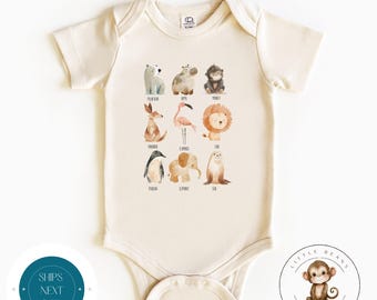 Zoo Animals Watercolor Baby Onesie® | Baby Shower Gift | Zoo Animal Kids Tshirt  | Cute Custom Onesie®