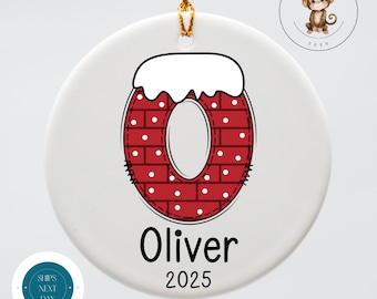 Personalized Kids Christmas Ornament: Ceramic Name Keepsake