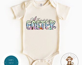 Happy Easter Custom Gingham Baby Onesie® | Cute Easter Kids Tshirt | Easter Bunny Present