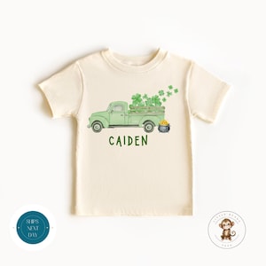 St Patricks Day Truck Personalized Shamrock Kids Shirt | Custom St Patricks Baby Onesie®  | Irish Baby Kids School Outfit