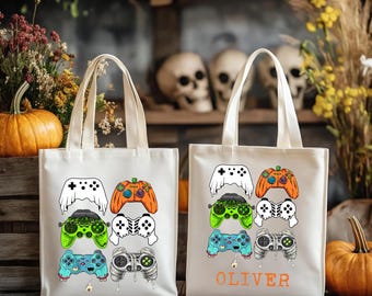 Personalized Spooky Gaming Halloween Trick or Treat Tote Bag | Custom Boo Bag