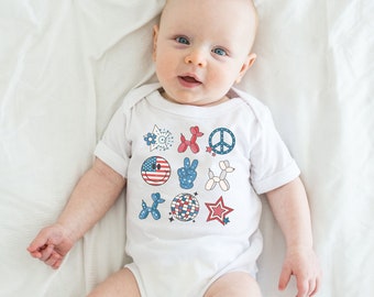 4th of July Grid Baby Onesie® | Custom July 4th Baby Outfit | Independence Day Tshirt