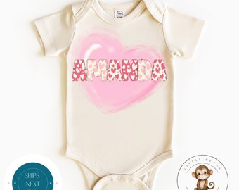 Personalized Kids Valentine Name Watercolor Heart Baby Onesie® | Custom Valentine Kids Sweatshirt | Valentine Kid Gift
