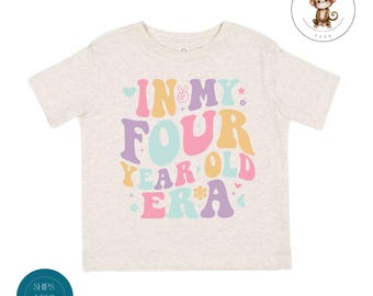 In My Four Year Old Era Toddler Shirt | Birthday Vintage Natural Heathered Crewneck | Girls Fourth Birthday Toddler Sweatshirt
