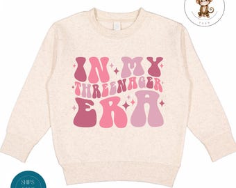 In My Threenager Pink Toddler Sweatshirt | Cute Birthday Vintage Sweatshirt |Girls Third Birthday Toddler Tshirt