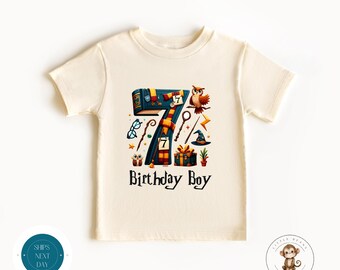 Wizard Themed Seventh Birthday Kids Tshirt | 7th Birthday Boy Sweatshirt | Fantasy Birthday Party Shirt