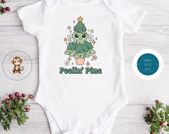 Feeling Pine Holiday Onesie® | Custom Kids Tshirt | Funny Christmas Onesie® | Holiday Baby Gift | Christmas Retro Onesie®
