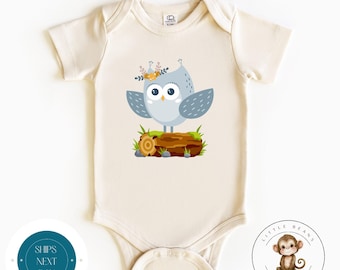 Blue Owl Baby Onesie® | Baby Shower Gift | Bird Theme Kids Shirt | Girls Onesie®